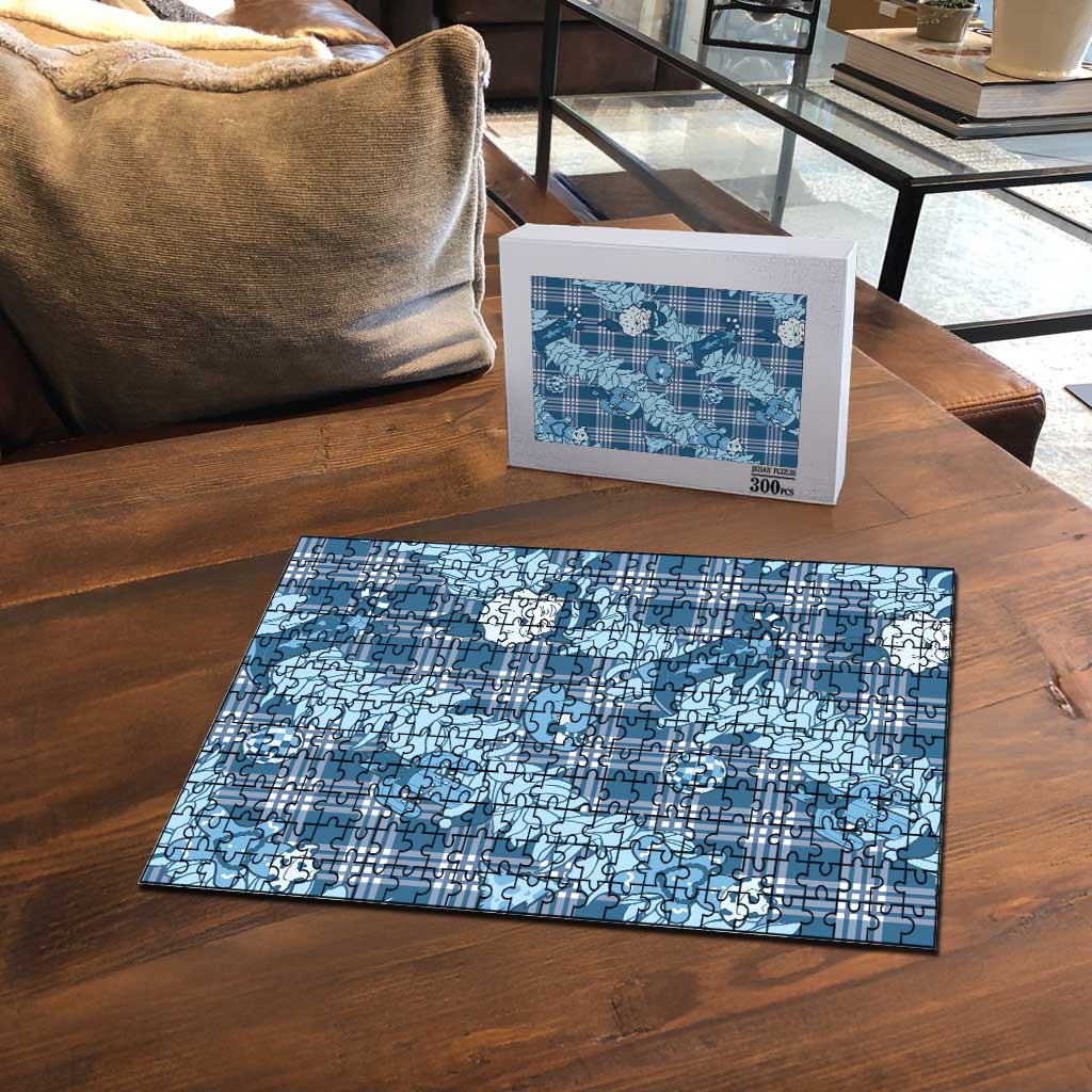 Blue Palaka Hawaii Cowboy Christmas Puzzle Paniolo Mix Maile Lei - Polynesian Pride