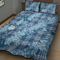 Blue Palaka Hawaii Cowboy Christmas Quilt Bed Set Paniolo Mix Maile Lei - Polynesian Pride