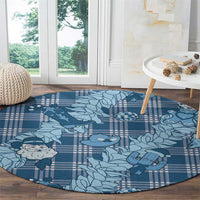Blue Palaka Hawaii Cowboy Christmas Round Carpet Paniolo Mix Maile Lei - Polynesian Pride