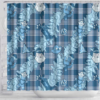 Blue Palaka Hawaii Cowboy Christmas Shower Curtain Paniolo Mix Maile Lei - Polynesian Pride