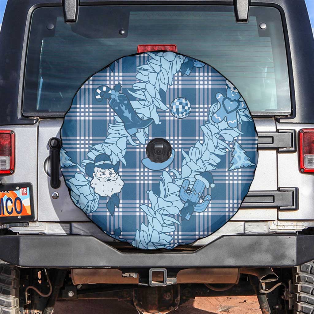Blue Palaka Hawaii Cowboy Christmas Spare Tire Cover Paniolo Mix Maile Lei - Polynesian Pride