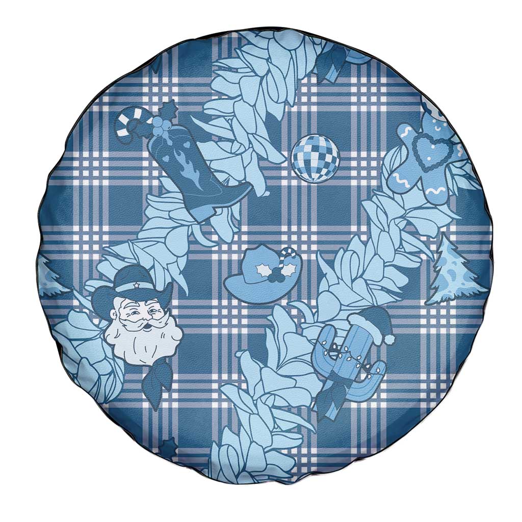 Blue Palaka Hawaii Cowboy Christmas Spare Tire Cover Paniolo Mix Maile Lei - Polynesian Pride