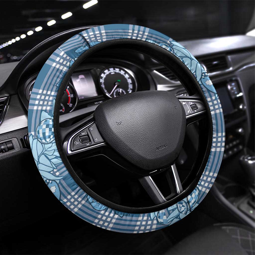 Blue Palaka Hawaii Cowboy Christmas Steering Wheel Cover Paniolo Mix Maile Lei - Polynesian Pride