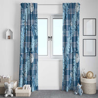 Blue Palaka Hawaii Cowboy Christmas Window Curtain Paniolo Mix Maile Lei - Polynesian Pride