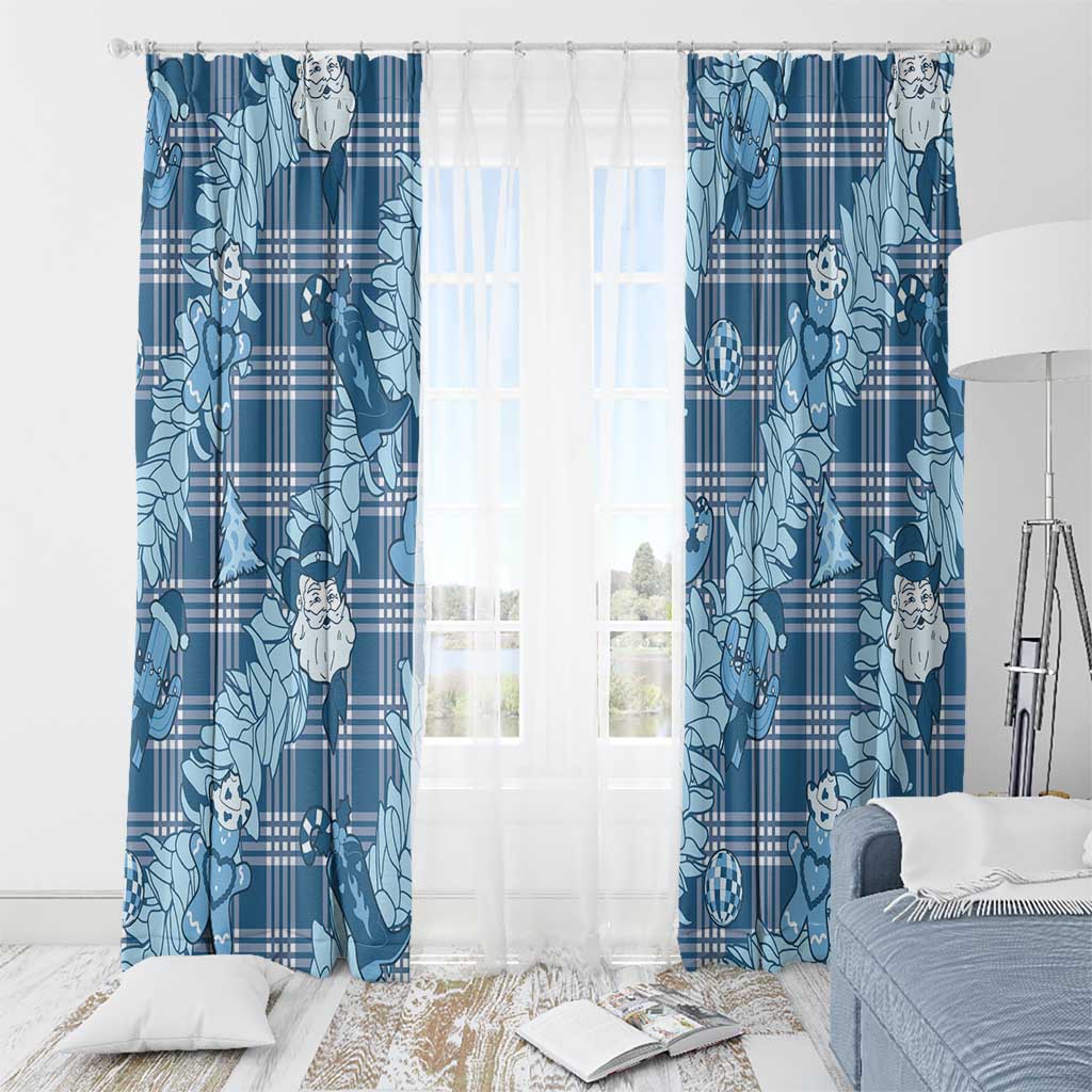 Blue Palaka Hawaii Cowboy Christmas Window Curtain Paniolo Mix Maile Lei - Polynesian Pride