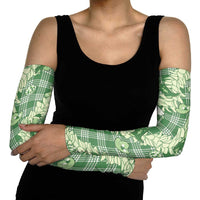 Green Palaka Hawaii Cowboy Christmas Arm Sleeves Paniolo Mix Maile Lei - Polynesian Pride