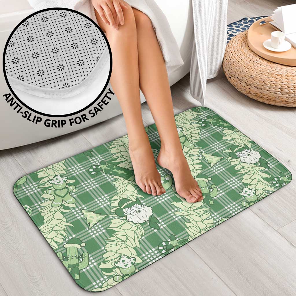 Green Palaka Hawaii Cowboy Christmas Bathroom Set Paniolo Mix Maile Lei - Polynesian Pride