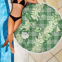 Green Palaka Hawaii Cowboy Christmas Beach Blanket Paniolo Mix Maile Lei - Polynesian Pride