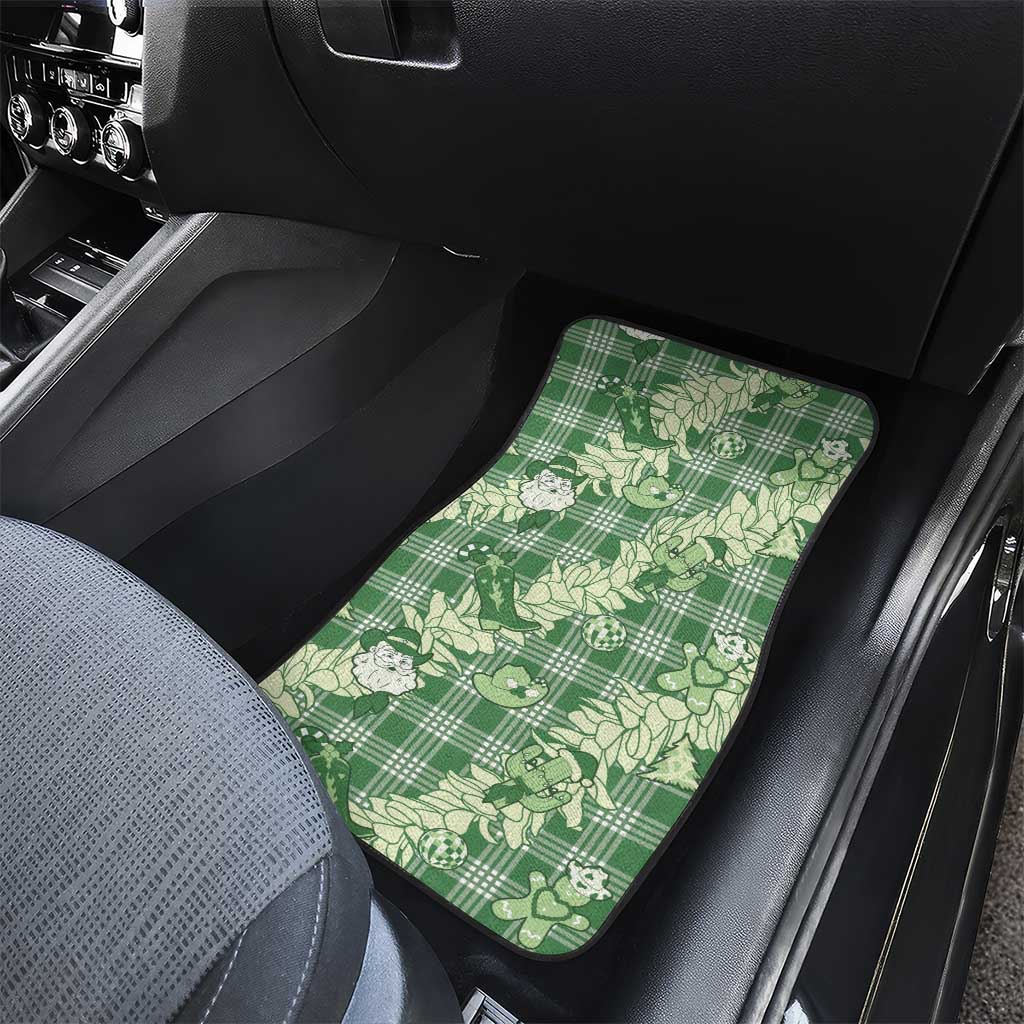 Green Palaka Hawaii Cowboy Christmas Car Mats Paniolo Mix Maile Lei - Polynesian Pride
