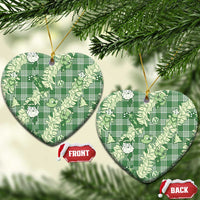 Green Palaka Hawaii Cowboy Christmas Ceramic Ornament Paniolo Mix Maile Lei - Polynesian Pride
