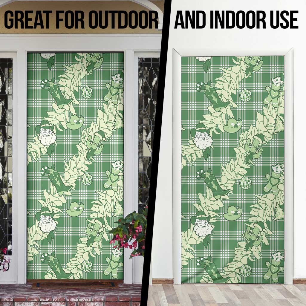 Green Palaka Hawaii Cowboy Christmas Door Cover Paniolo Mix Maile Lei - Polynesian Pride