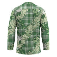 Green Palaka Hawaii Cowboy Christmas Hockey Jersey Paniolo Mix Maile Lei - Polynesian Pride