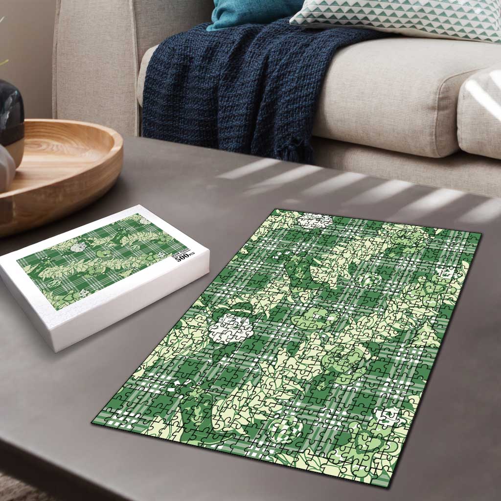 Green Palaka Hawaii Cowboy Christmas Puzzle Paniolo Mix Maile Lei - Polynesian Pride