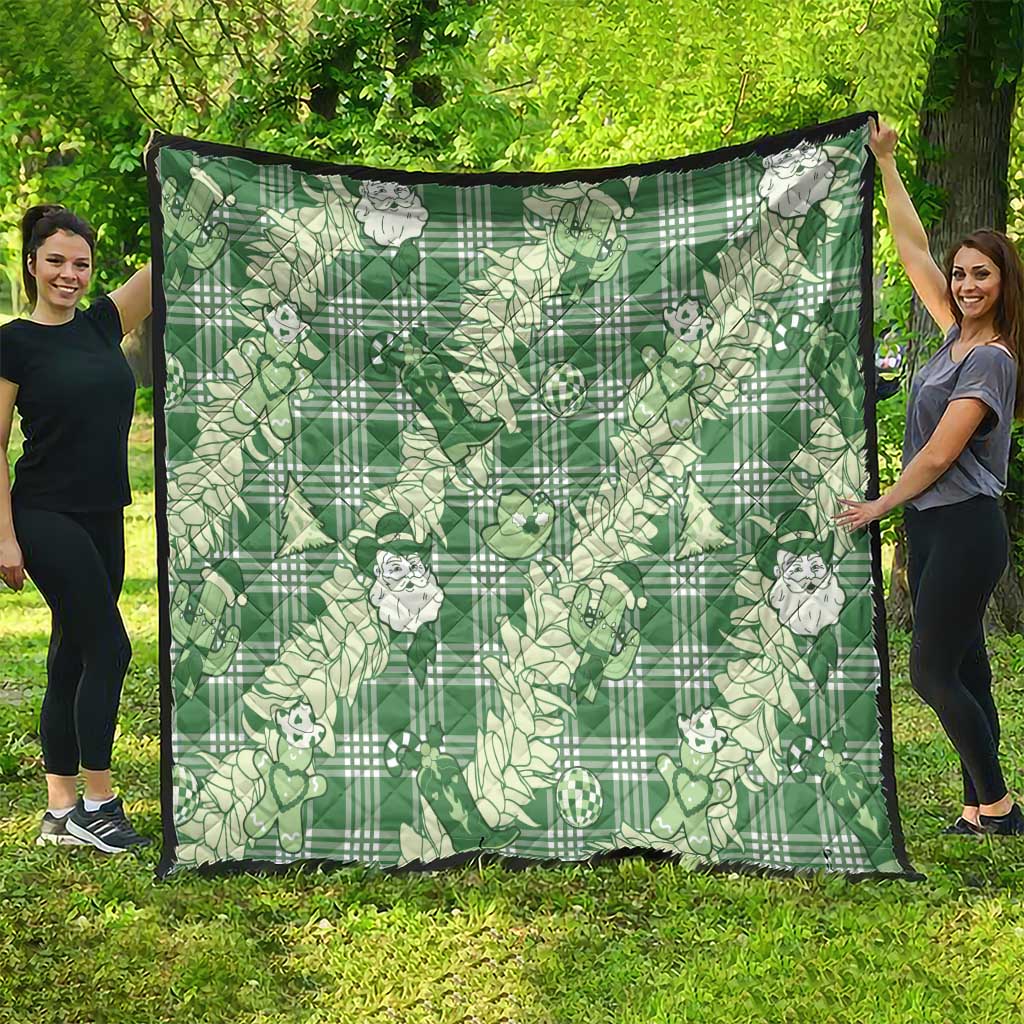Green Palaka Hawaii Cowboy Christmas Quilt Paniolo Mix Maile Lei - Polynesian Pride