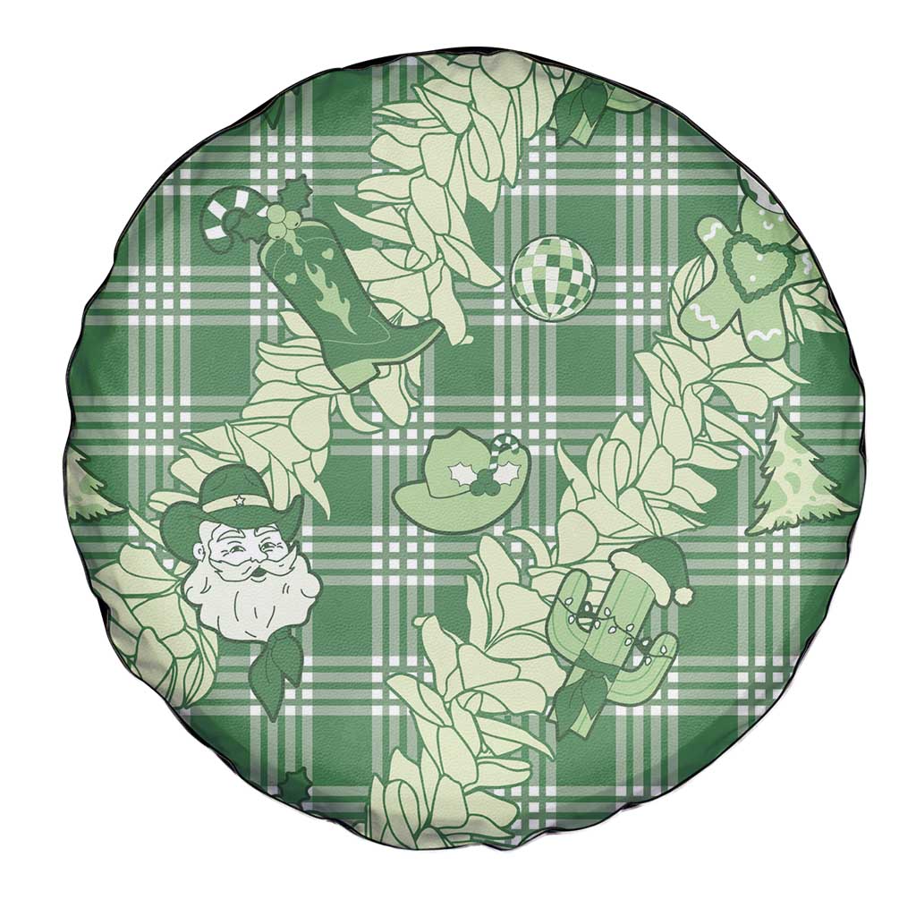 Green Palaka Hawaii Cowboy Christmas Spare Tire Cover Paniolo Mix Maile Lei - Polynesian Pride