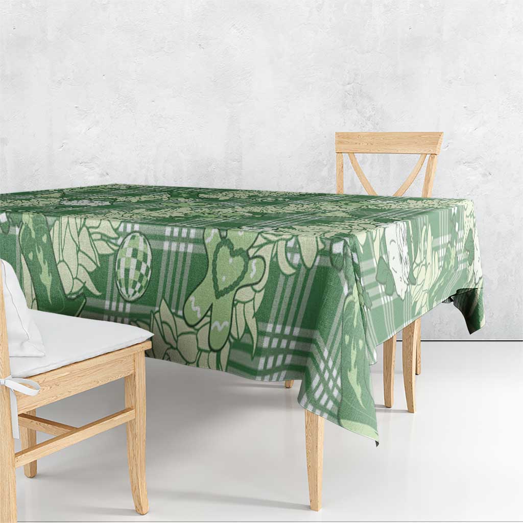 Green Palaka Hawaii Cowboy Christmas Tablecloth Paniolo Mix Maile Lei - Polynesian Pride
