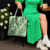 Green Palaka Hawaii Cowboy Christmas Tote Bag Paniolo Mix Maile Lei - Polynesian Pride