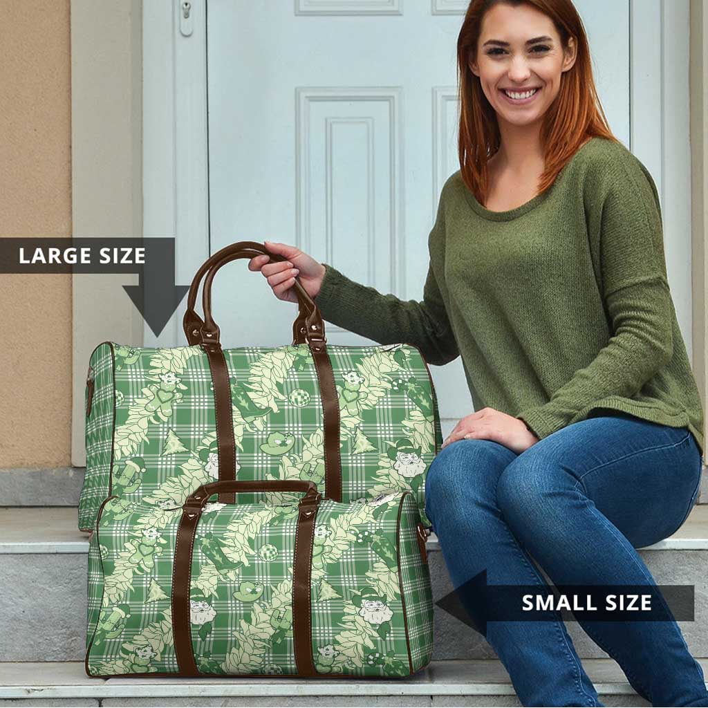 Green Palaka Hawaii Cowboy Christmas Travel Bag Paniolo Mix Maile Lei - Polynesian Pride