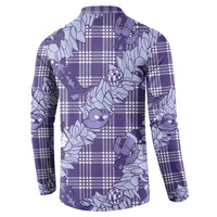 Purple Palaka Hawaii Cowboy Christmas Button Sweatshirt Paniolo Mix Maile Lei - Polynesian Pride