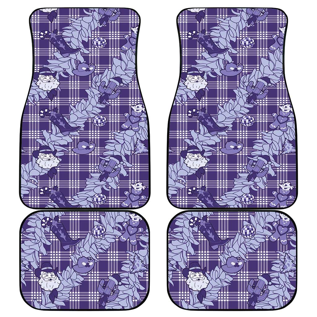 Purple Palaka Hawaii Cowboy Christmas Car Mats Paniolo Mix Maile Lei - Polynesian Pride