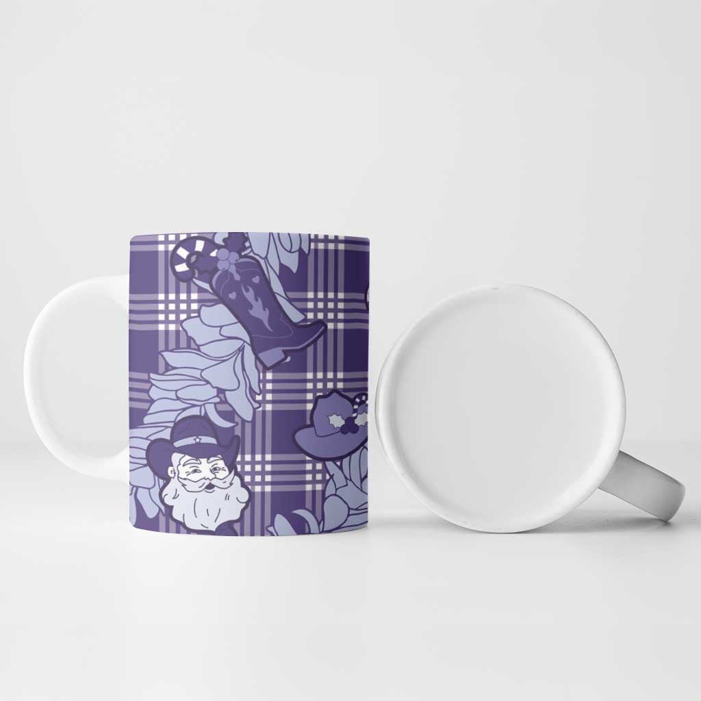 Purple Palaka Hawaii Cowboy Christmas Ceramic Mug Paniolo Mix Maile Lei - Polynesian Pride