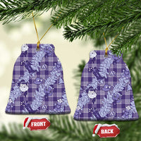 Purple Palaka Hawaii Cowboy Christmas Ceramic Ornament Paniolo Mix Maile Lei - Polynesian Pride