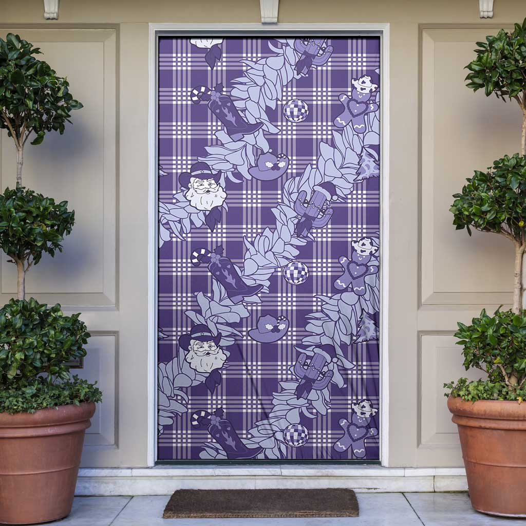 Purple Palaka Hawaii Cowboy Christmas Door Cover Paniolo Mix Maile Lei - Polynesian Pride