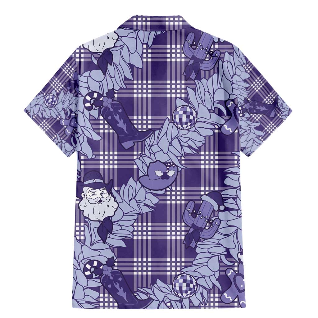 Purple Palaka Hawaii Cowboy Christmas Family Matching Mermaid Dress and Hawaiian Shirt Paniolo Mix Maile Lei - Polynesian Pride