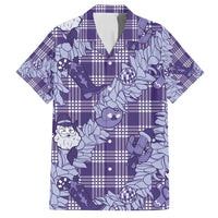 Purple Palaka Hawaii Cowboy Christmas Family Matching Off Shoulder Short Dress and Hawaiian Shirt Paniolo Mix Maile Lei - Polynesian Pride