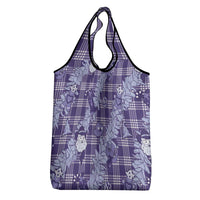 Purple Palaka Hawaii Cowboy Christmas Grocery Bag Paniolo Mix Maile Lei - Polynesian Pride
