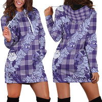 Purple Palaka Hawaii Cowboy Christmas Hoodie Dress Paniolo Mix Maile Lei - Polynesian Pride
