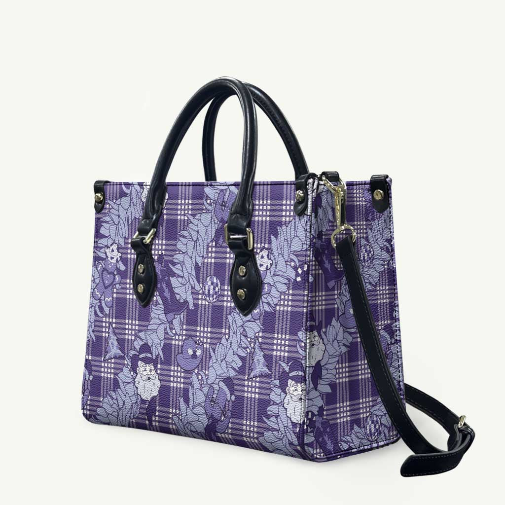 Purple Palaka Hawaii Cowboy Christmas Leather Bag Paniolo Mix Maile Lei - Polynesian Pride