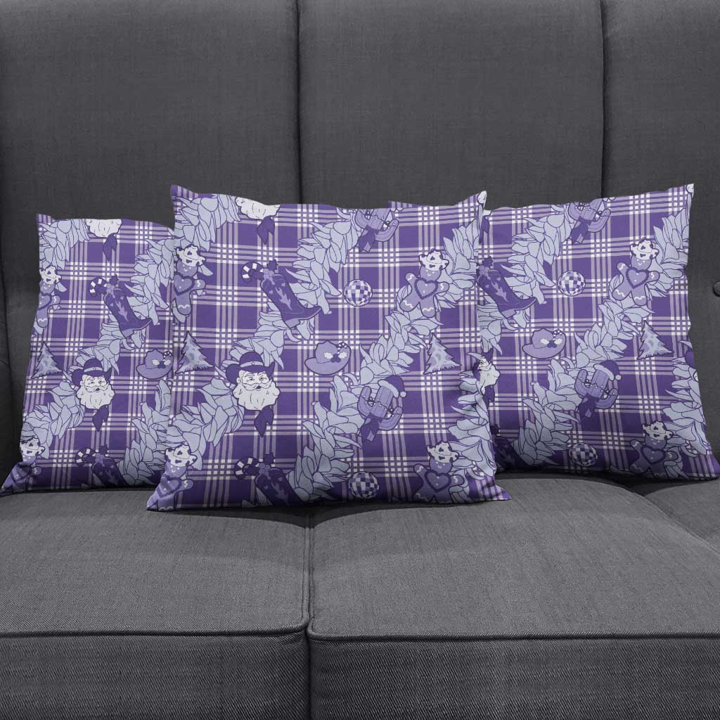 Purple Palaka Hawaii Cowboy Christmas Pillow Cover Paniolo Mix Maile Lei - Polynesian Pride