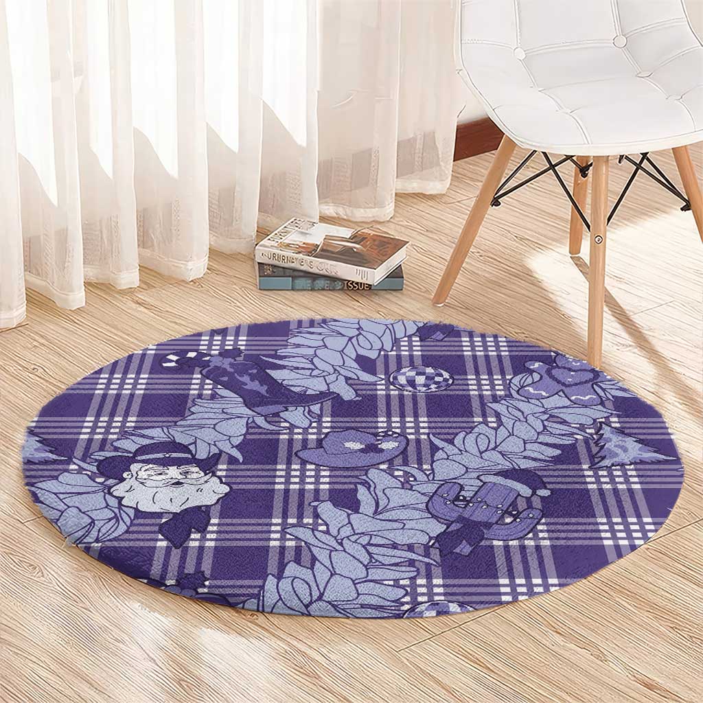 Purple Palaka Hawaii Cowboy Christmas Round Carpet Paniolo Mix Maile Lei - Polynesian Pride