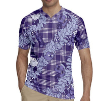 Purple Palaka Hawaii Cowboy Christmas Rugby Jersey Paniolo Mix Maile Lei - Polynesian Pride