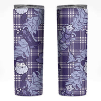 Purple Palaka Hawaii Cowboy Christmas Skinny Tumbler Paniolo Mix Maile Lei - Polynesian Pride