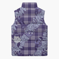 Purple Palaka Hawaii Cowboy Christmas Sleeveless Puffer Jacket Paniolo Mix Maile Lei - Polynesian Pride