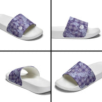 Purple Palaka Hawaii Cowboy Christmas Slide Sandals Paniolo Mix Maile Lei - Polynesian Pride