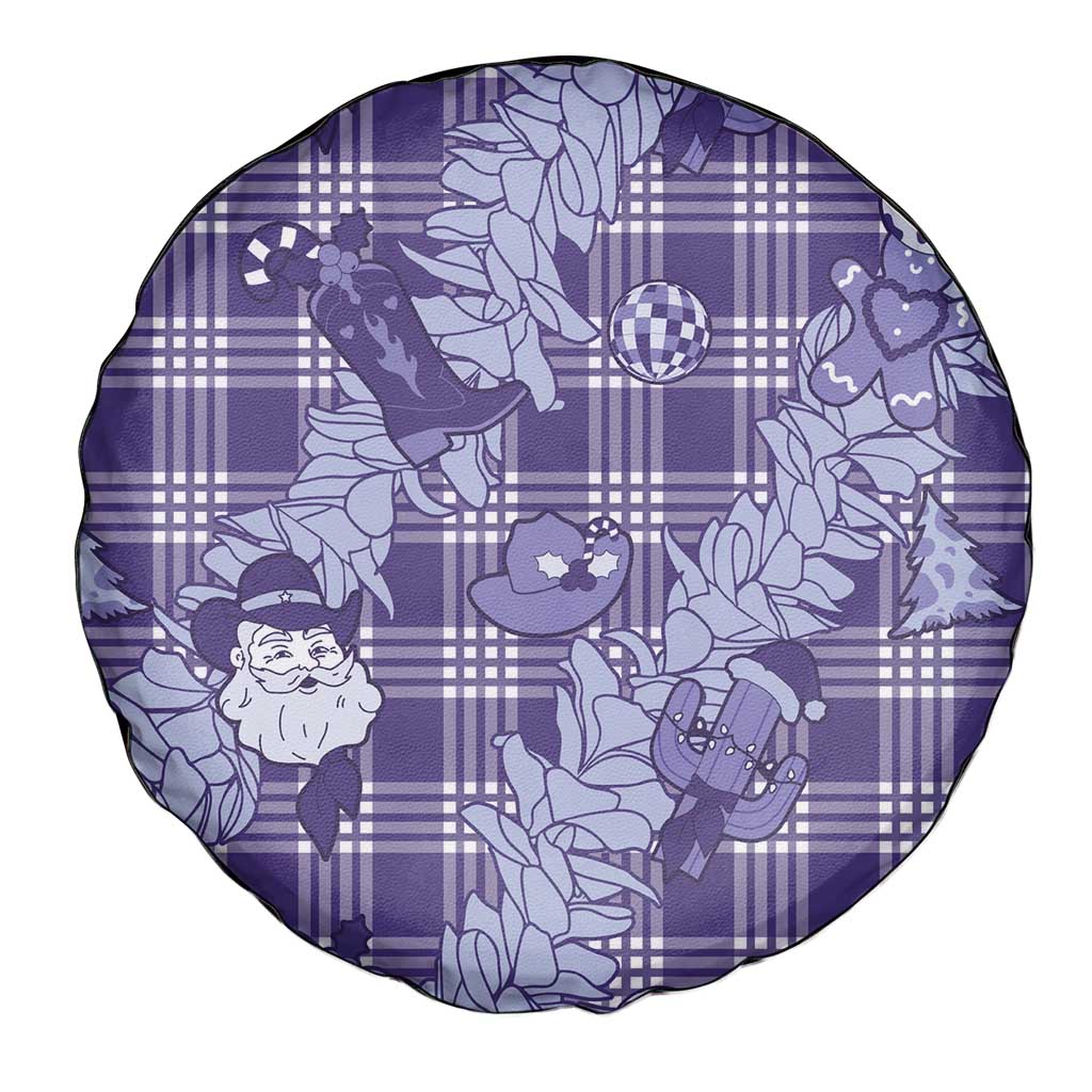 Purple Palaka Hawaii Cowboy Christmas Spare Tire Cover Paniolo Mix Maile Lei - Polynesian Pride