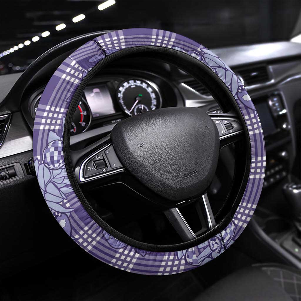 Purple Palaka Hawaii Cowboy Christmas Steering Wheel Cover Paniolo Mix Maile Lei - Polynesian Pride