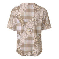 Khaki Palaka Hawaii Cowboy Christmas Baseball Jersey Paniolo Mix Maile Lei - Polynesian Pride