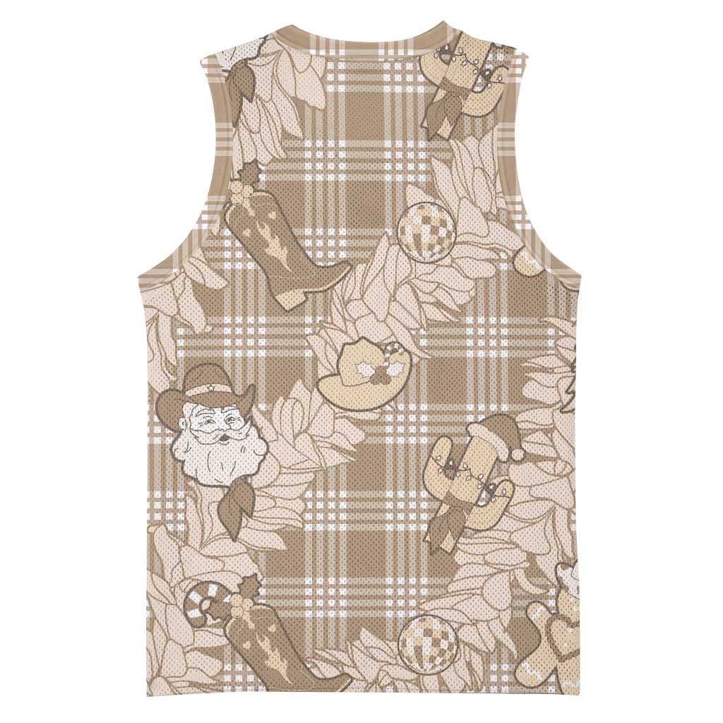 Khaki Palaka Hawaii Cowboy Christmas Basketball Jersey Paniolo Mix Maile Lei - Polynesian Pride