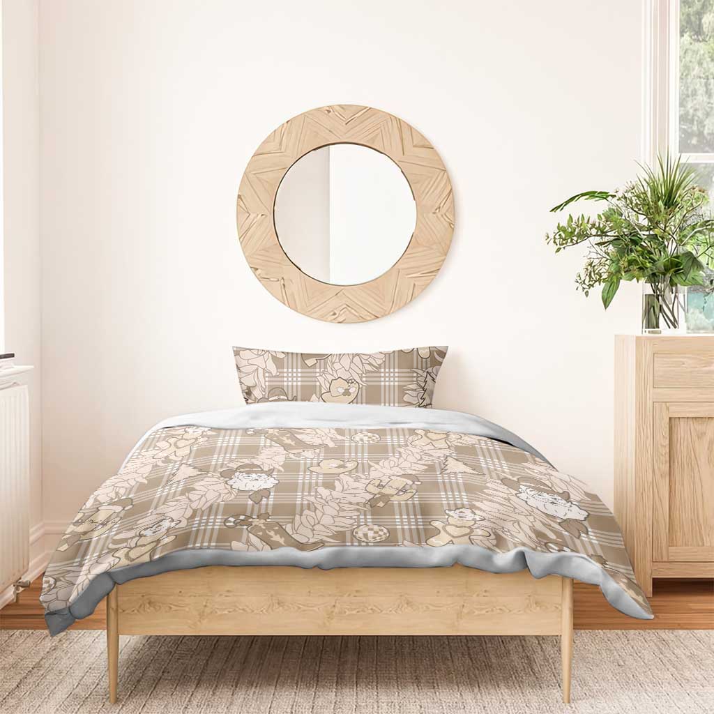 Khaki Palaka Hawaii Cowboy Christmas Bedding Set Paniolo Mix Maile Lei - Polynesian Pride