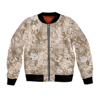 Khaki Palaka Hawaii Cowboy Christmas Bomber Jacket Paniolo Mix Maile Lei - Polynesian Pride