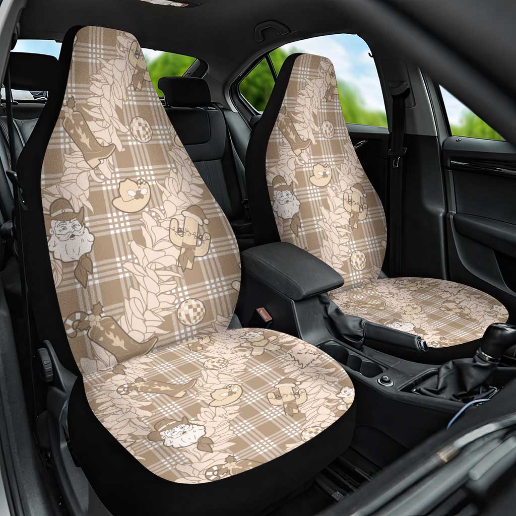 Khaki Palaka Hawaii Cowboy Christmas Car Seat Cover Paniolo Mix Maile Lei - Polynesian Pride