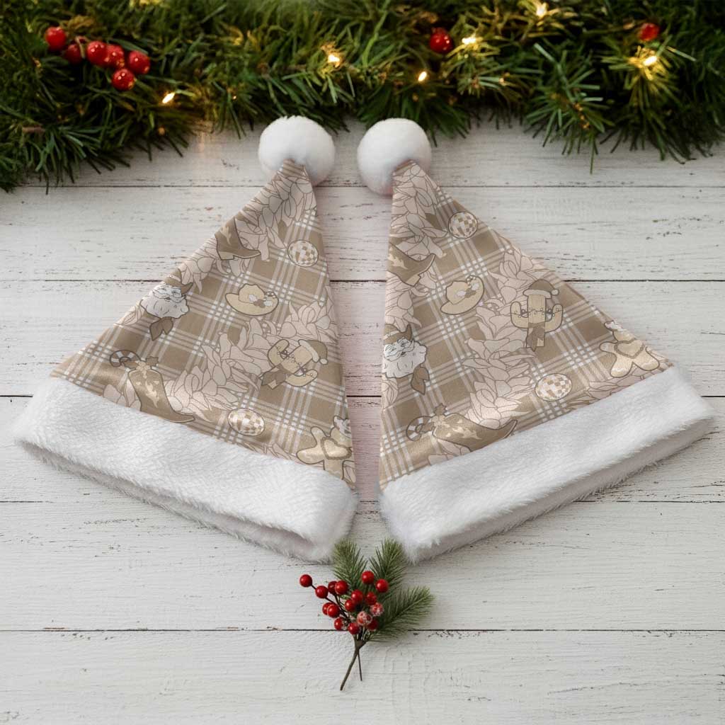 Khaki Palaka Hawaii Cowboy Christmas Santa Hat Paniolo Mix Maile Lei - Polynesian Pride