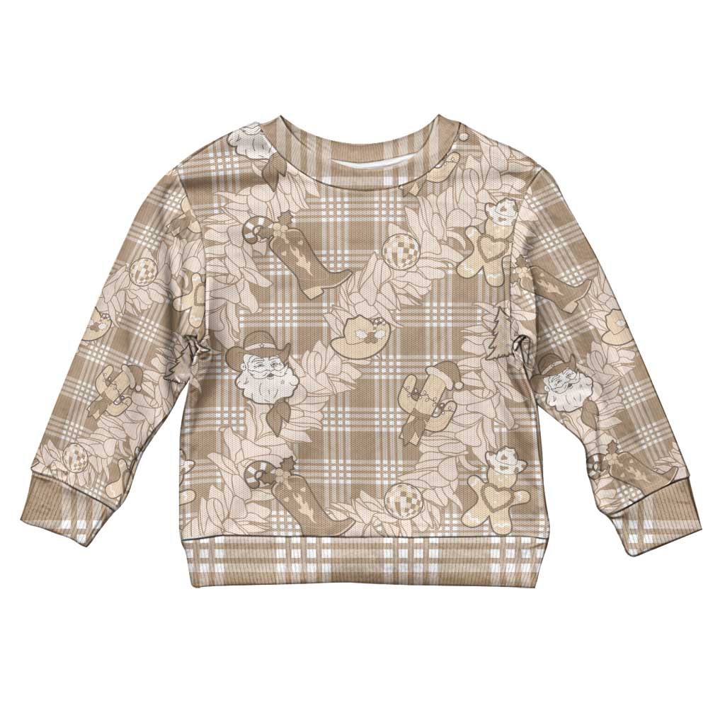 Khaki Palaka Hawaii Cowboy Christmas Kid Ugly Christmas Sweater Paniolo Mix Maile Lei - Polynesian Pride