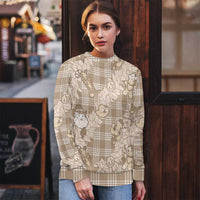 Khaki Palaka Hawaii Cowboy Christmas Ugly Christmas Sweater Paniolo Mix Maile Lei - Polynesian Pride