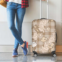 Khaki Palaka Hawaii Cowboy Christmas Luggage Cover Paniolo Mix Maile Lei - Polynesian Pride