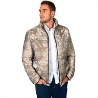 Khaki Palaka Hawaii Cowboy Christmas Padded Jacket Paniolo Mix Maile Lei - Polynesian Pride